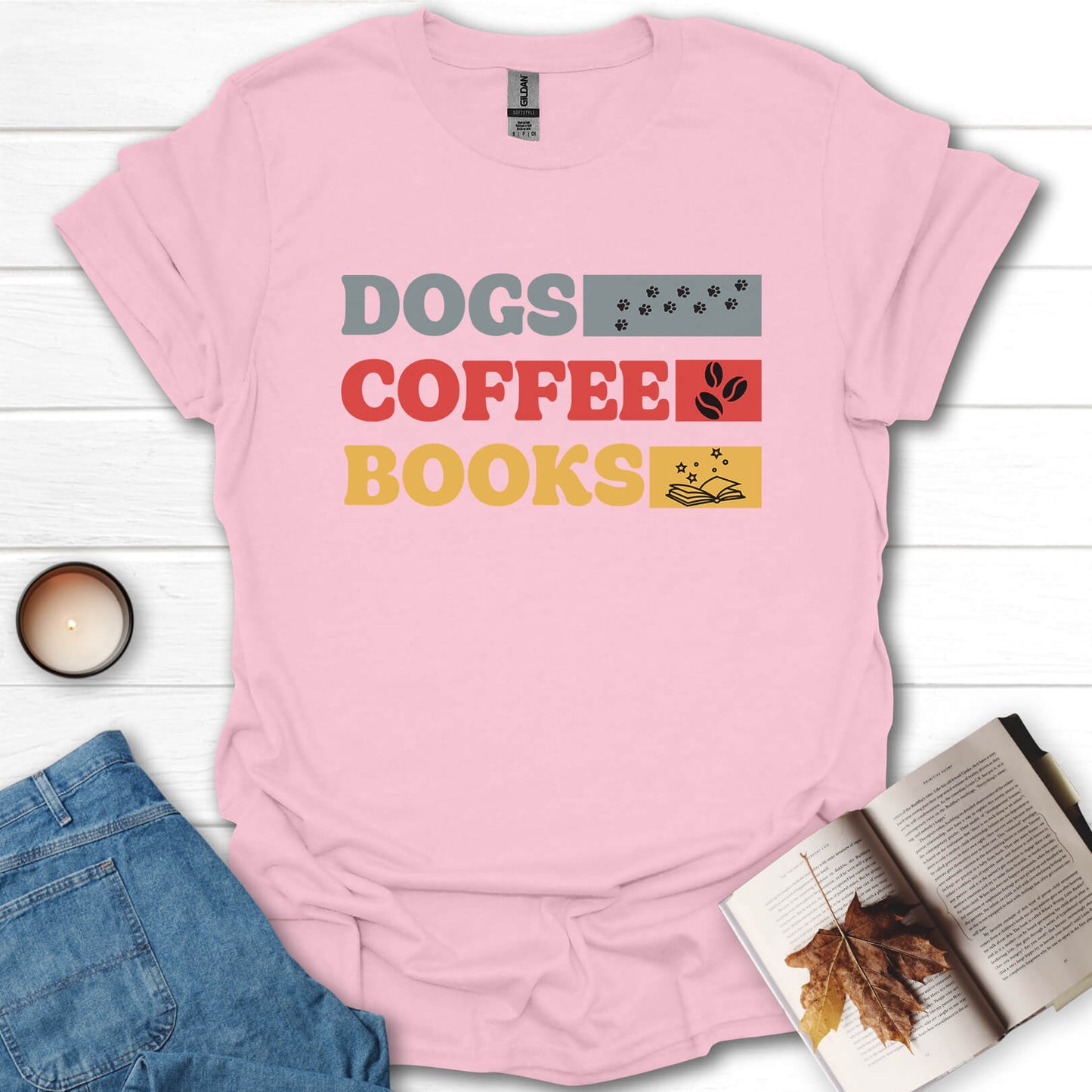 Dogs, Coffee, Books T-Shirt