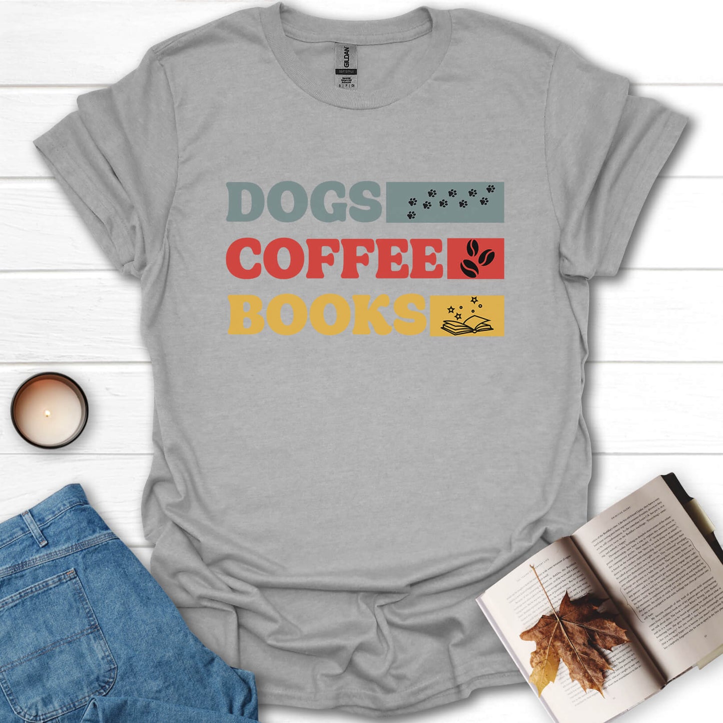 Dogs, Coffee, Books T-Shirt