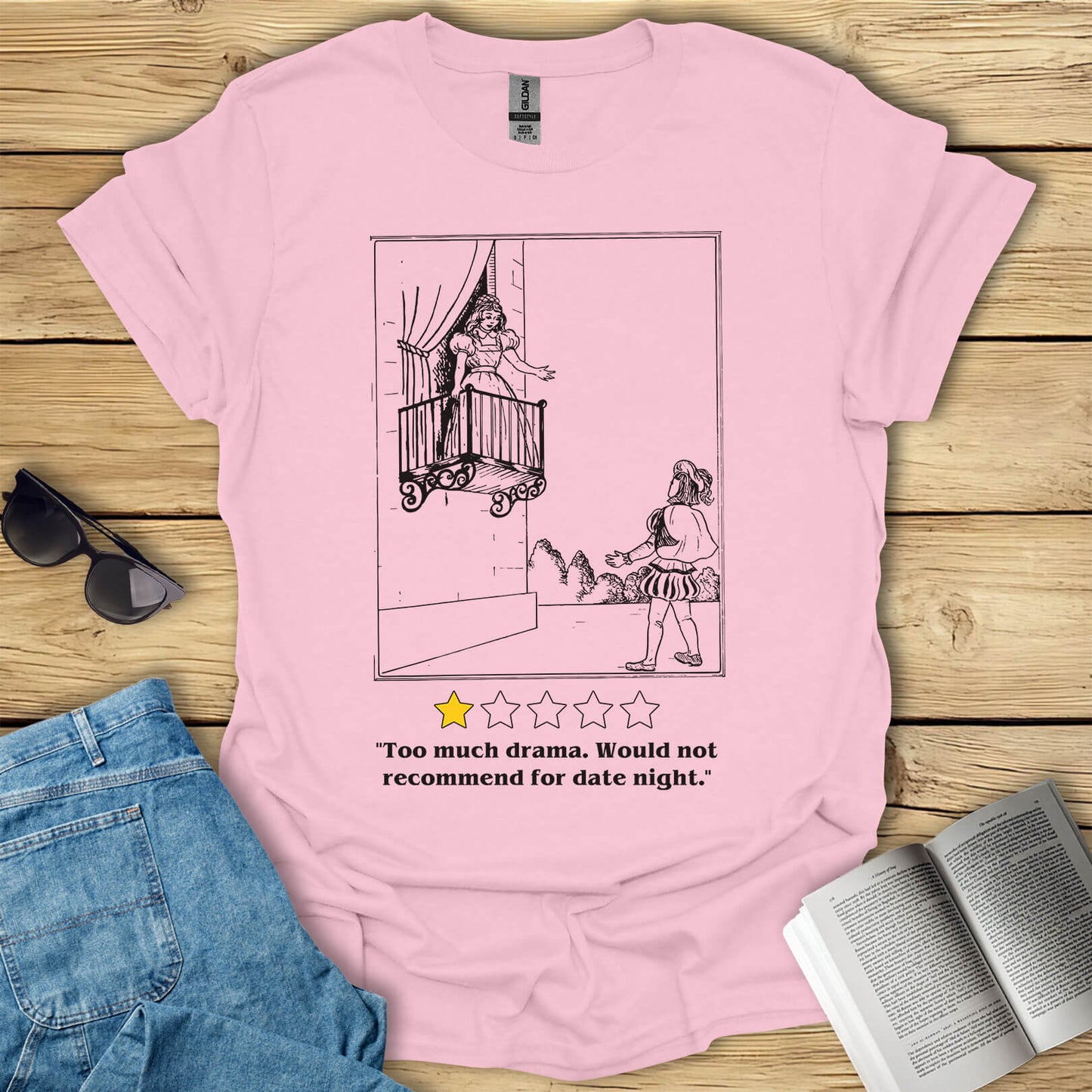 Too Much Drama Romeo and Juliet Funny Book T-Shirt