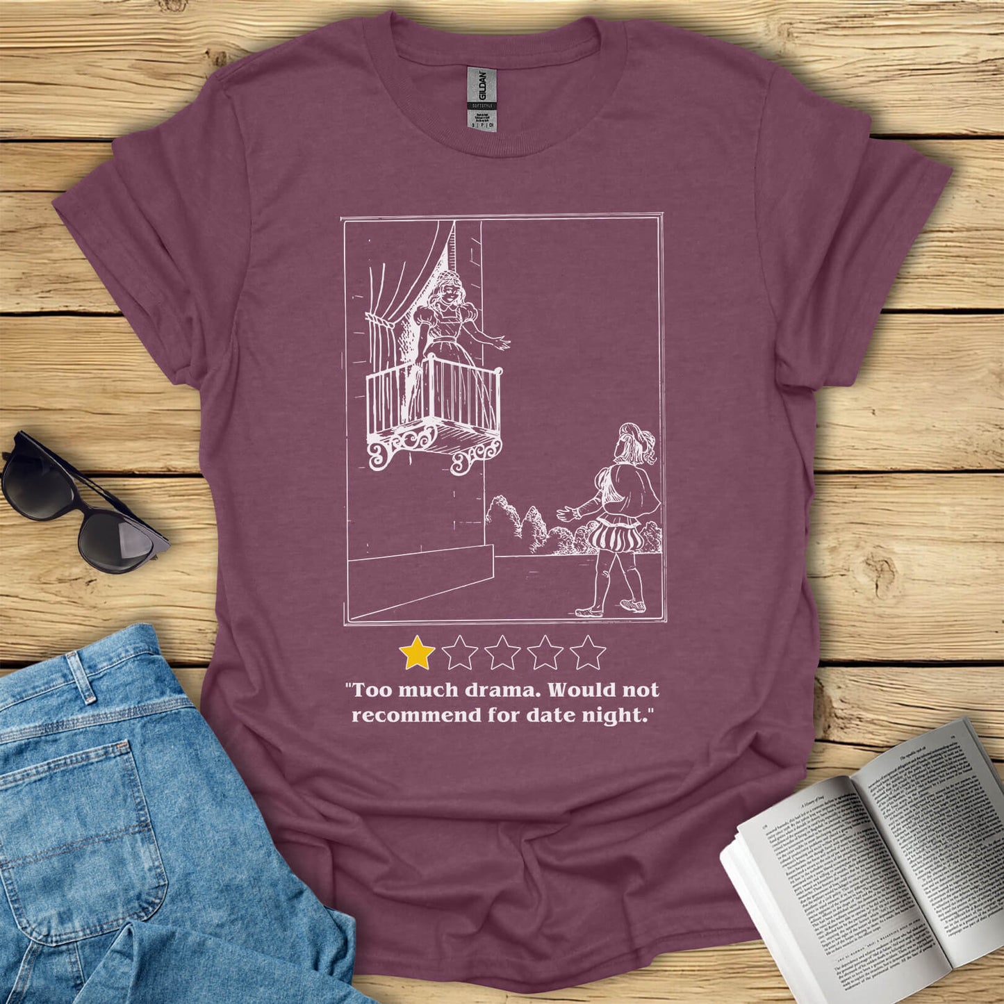 Too Much Drama Romeo and Juliet Funny Book T-Shirt