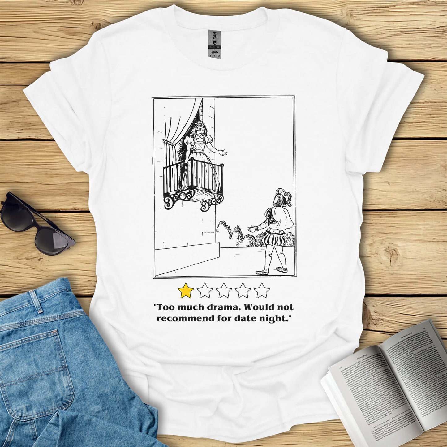 Too Much Drama Romeo and Juliet Funny Book T-Shirt