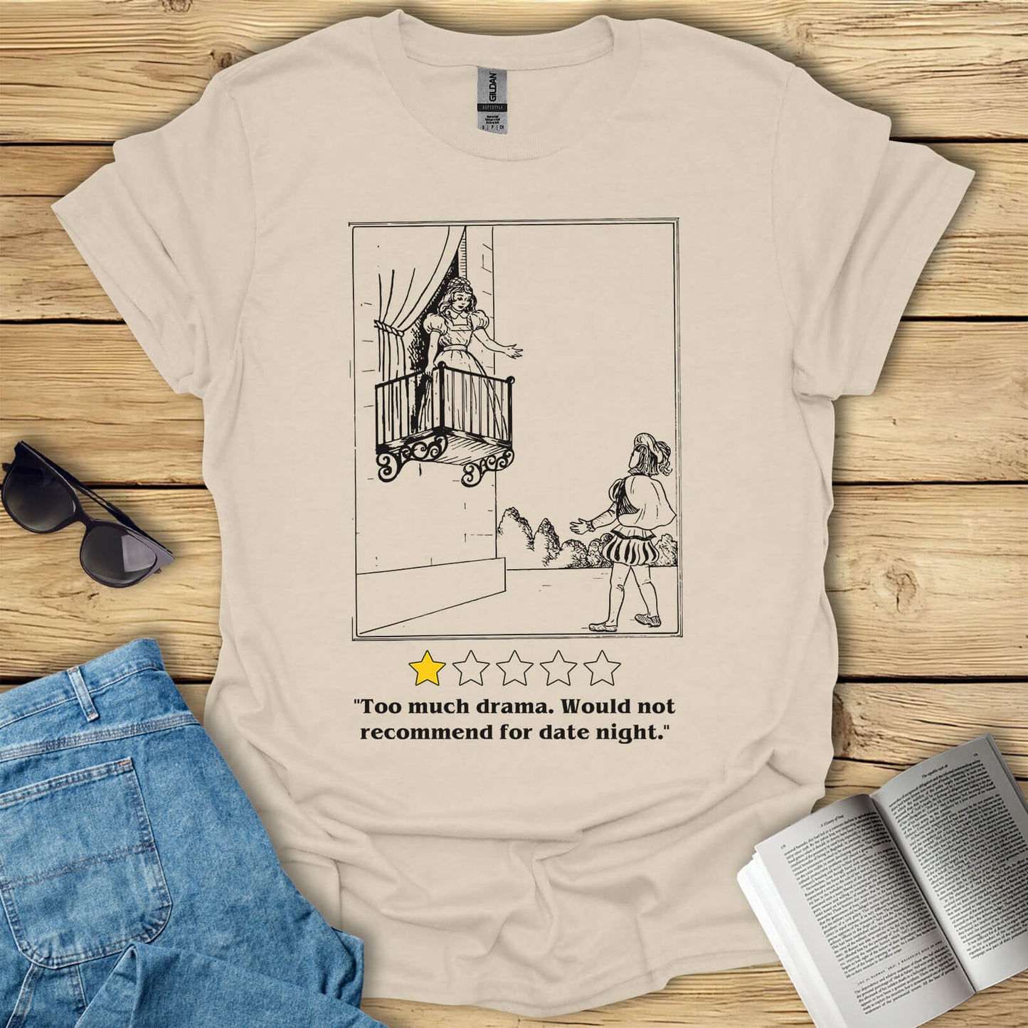 Too Much Drama Romeo and Juliet Funny Book T-Shirt