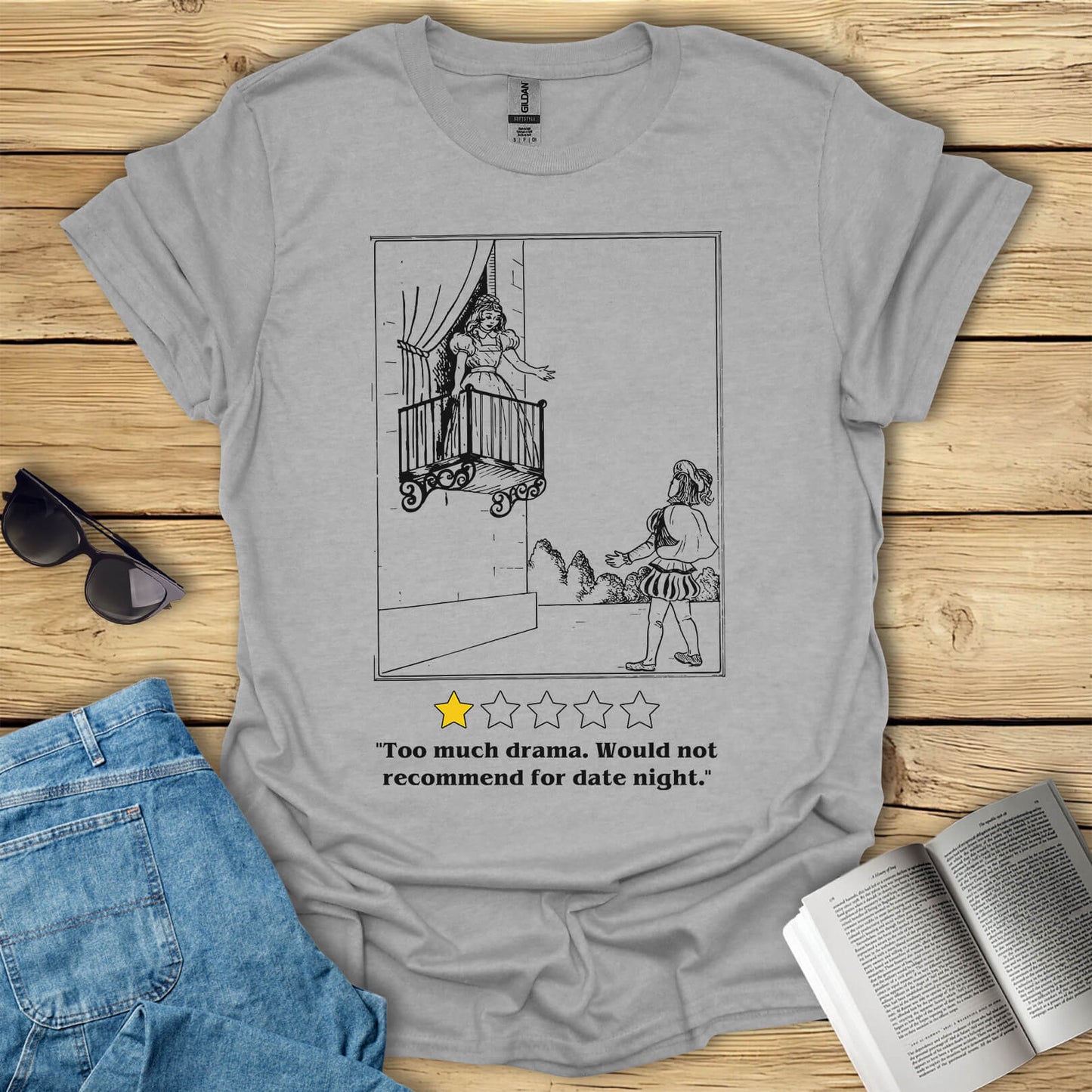 Too Much Drama Romeo and Juliet Funny Book T-Shirt