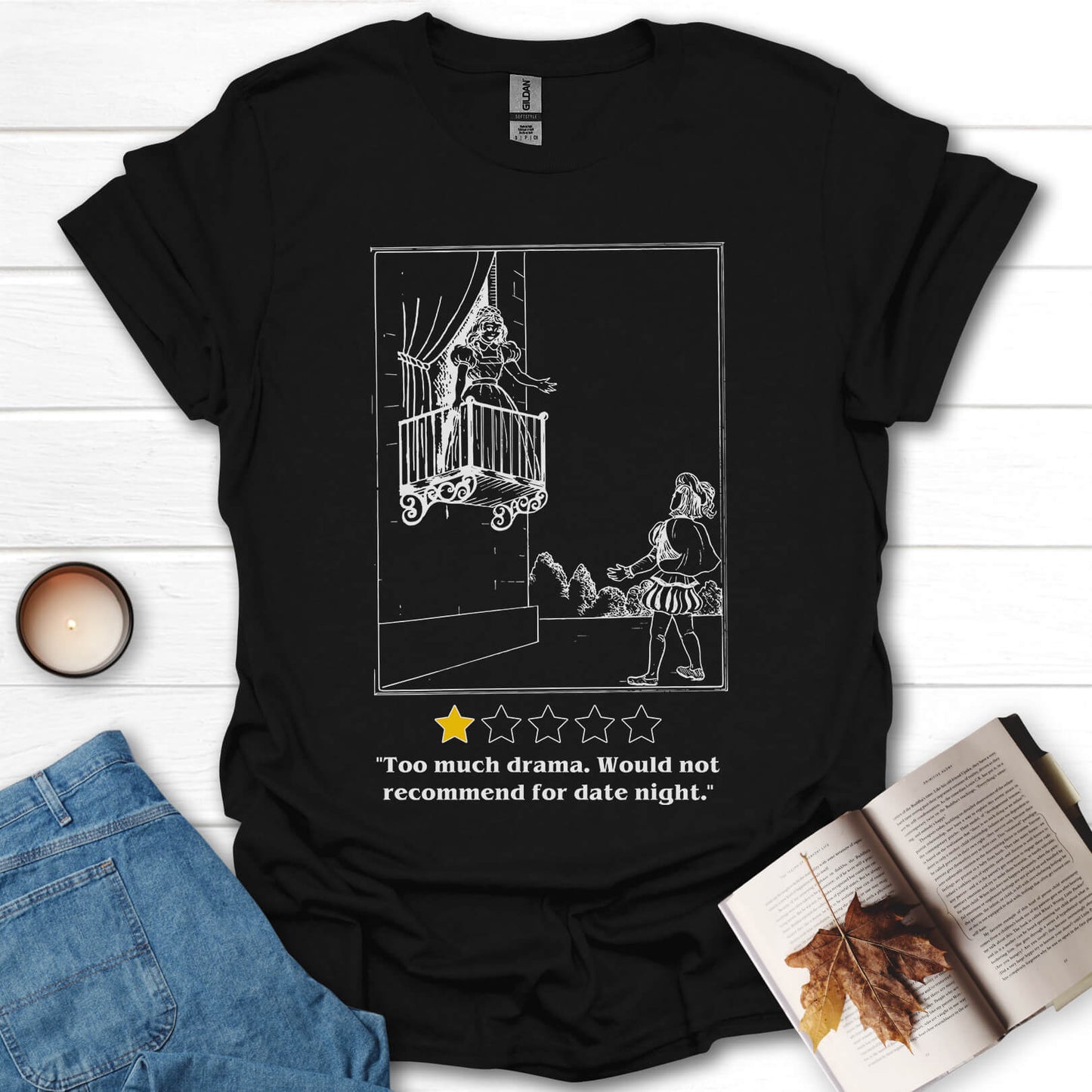 Too Much Drama Romeo and Juliet Funny Book T-Shirt