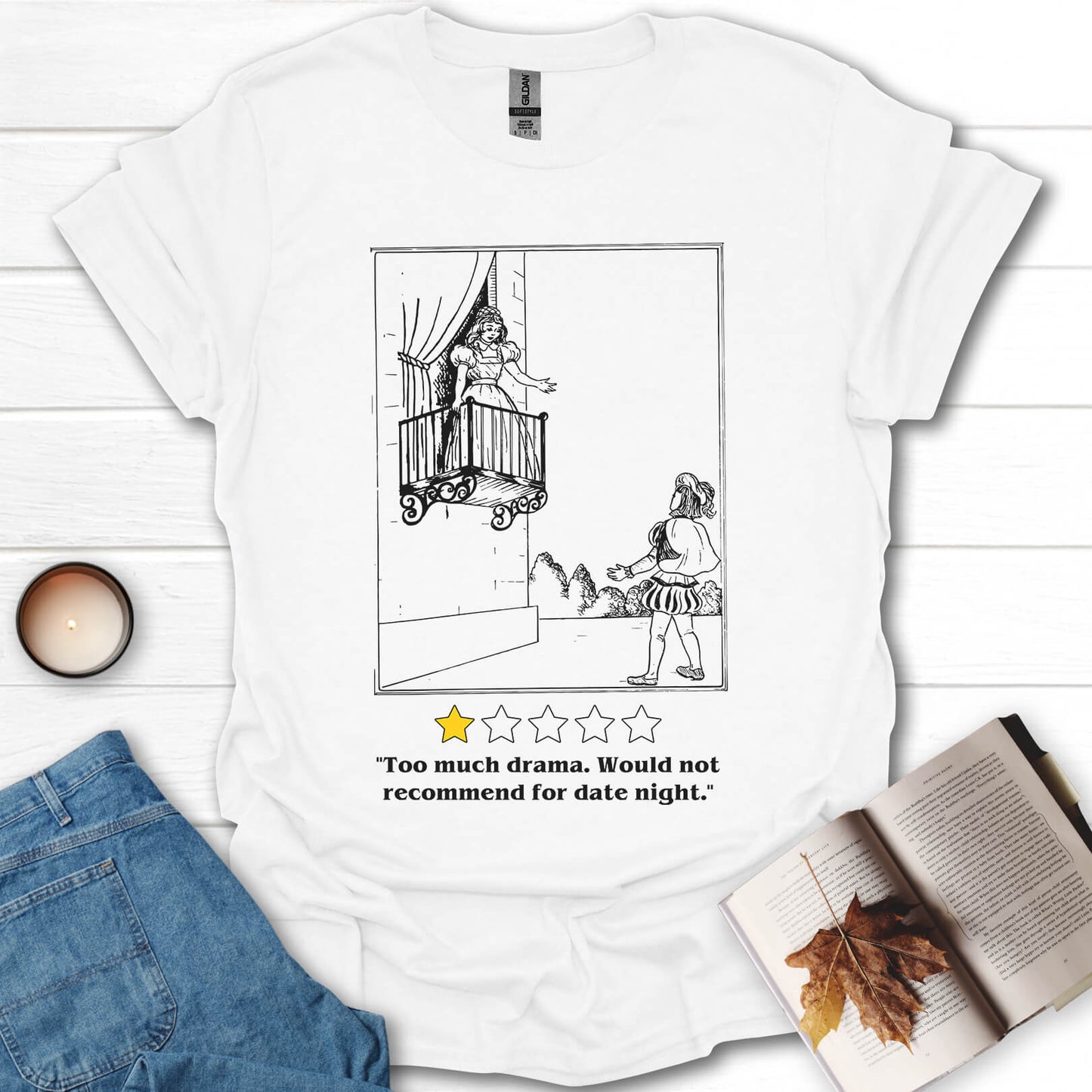 Too Much Drama Romeo and Juliet Funny Book T-Shirt
