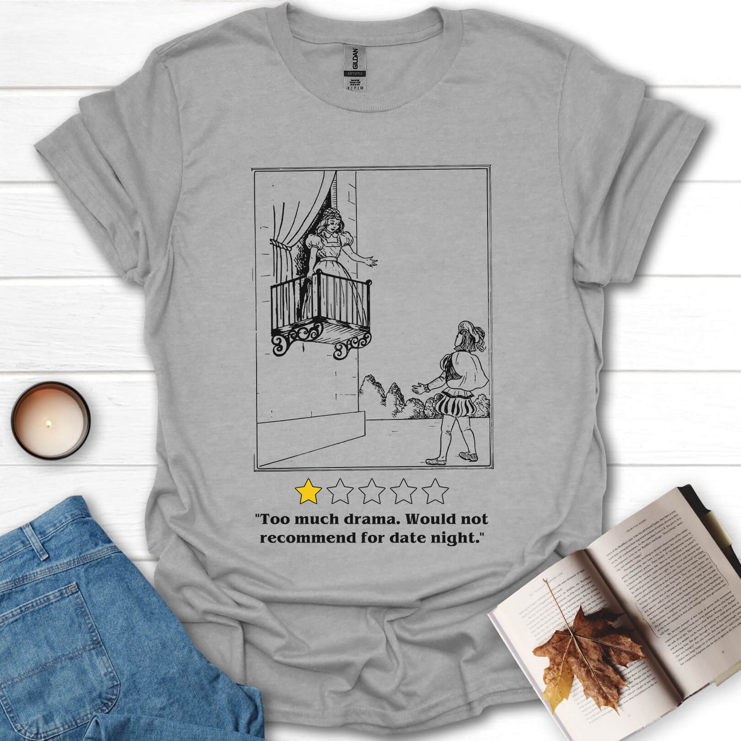 Too Much Drama Romeo and Juliet Funny Book T-Shirt