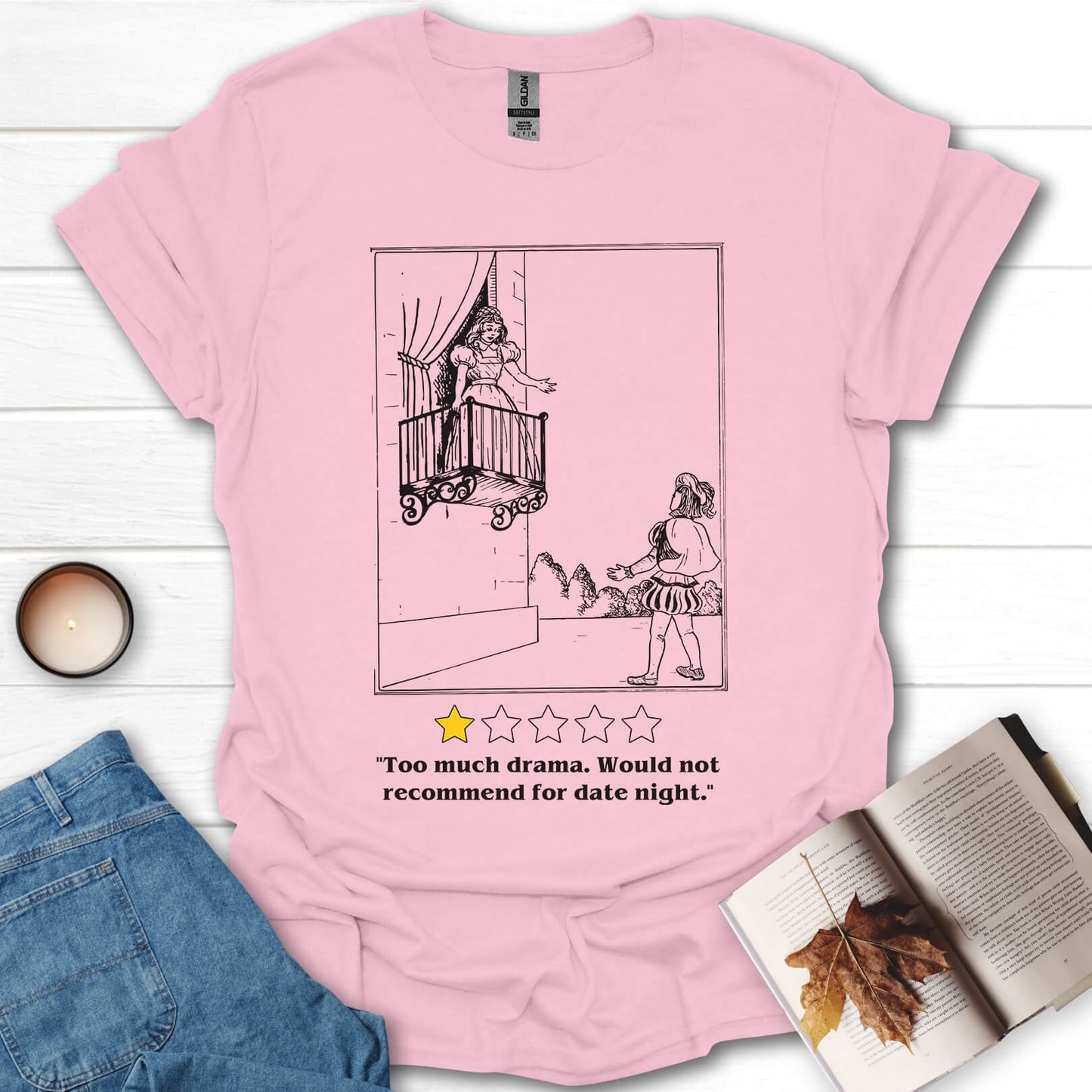 Too Much Drama Romeo and Juliet Funny Book T-Shirt