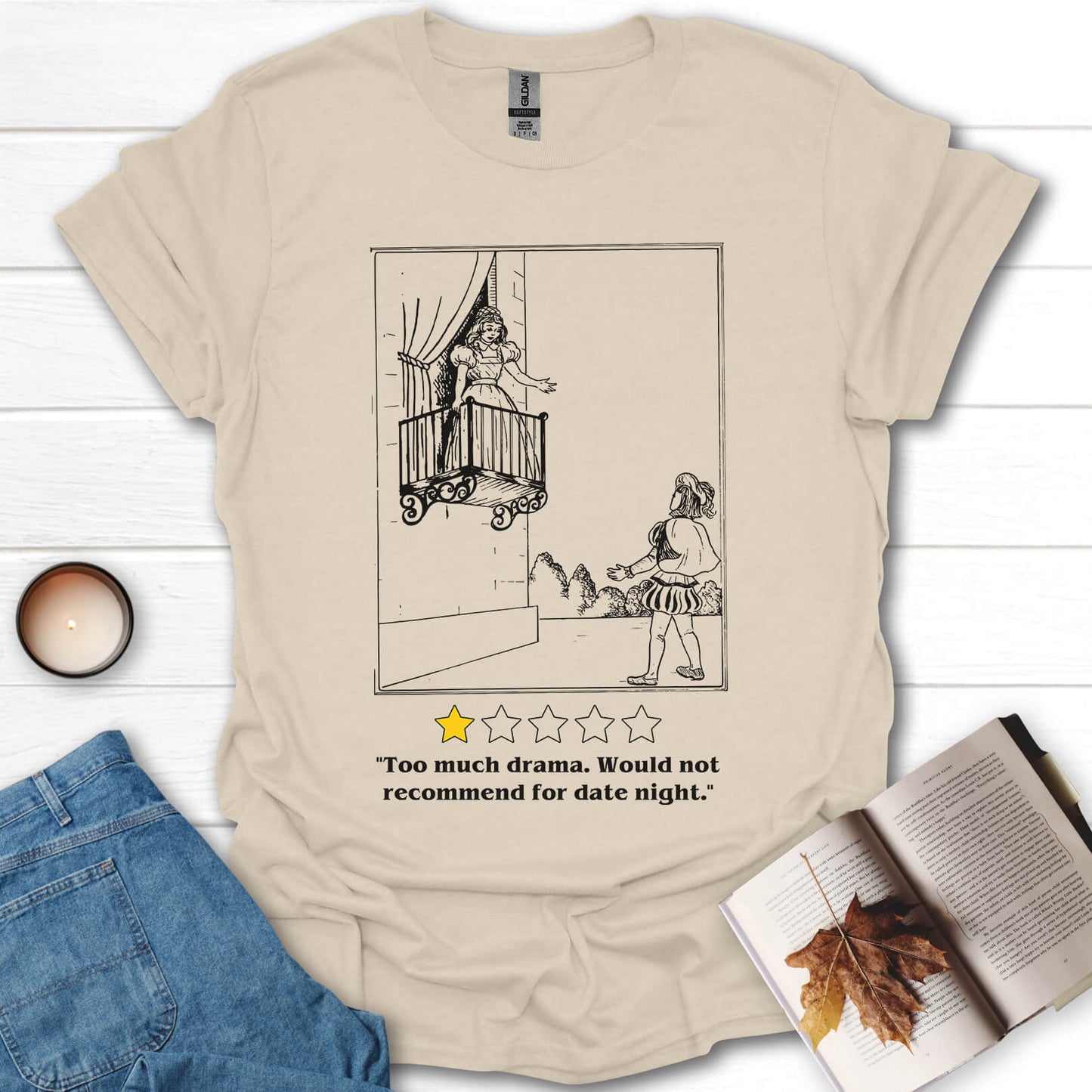 Too Much Drama Romeo and Juliet Funny Book T-Shirt