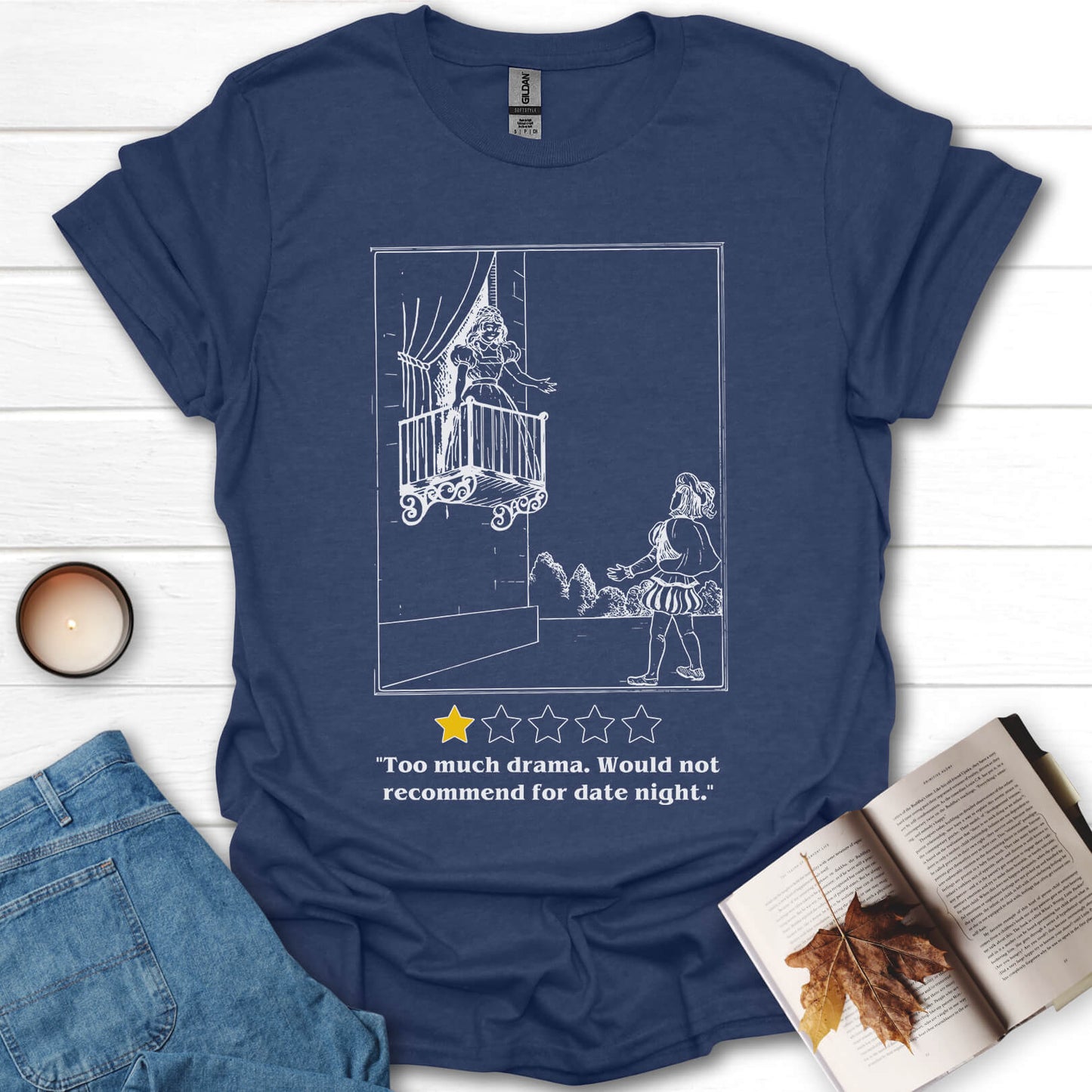 Too Much Drama Romeo and Juliet Funny Book T-Shirt