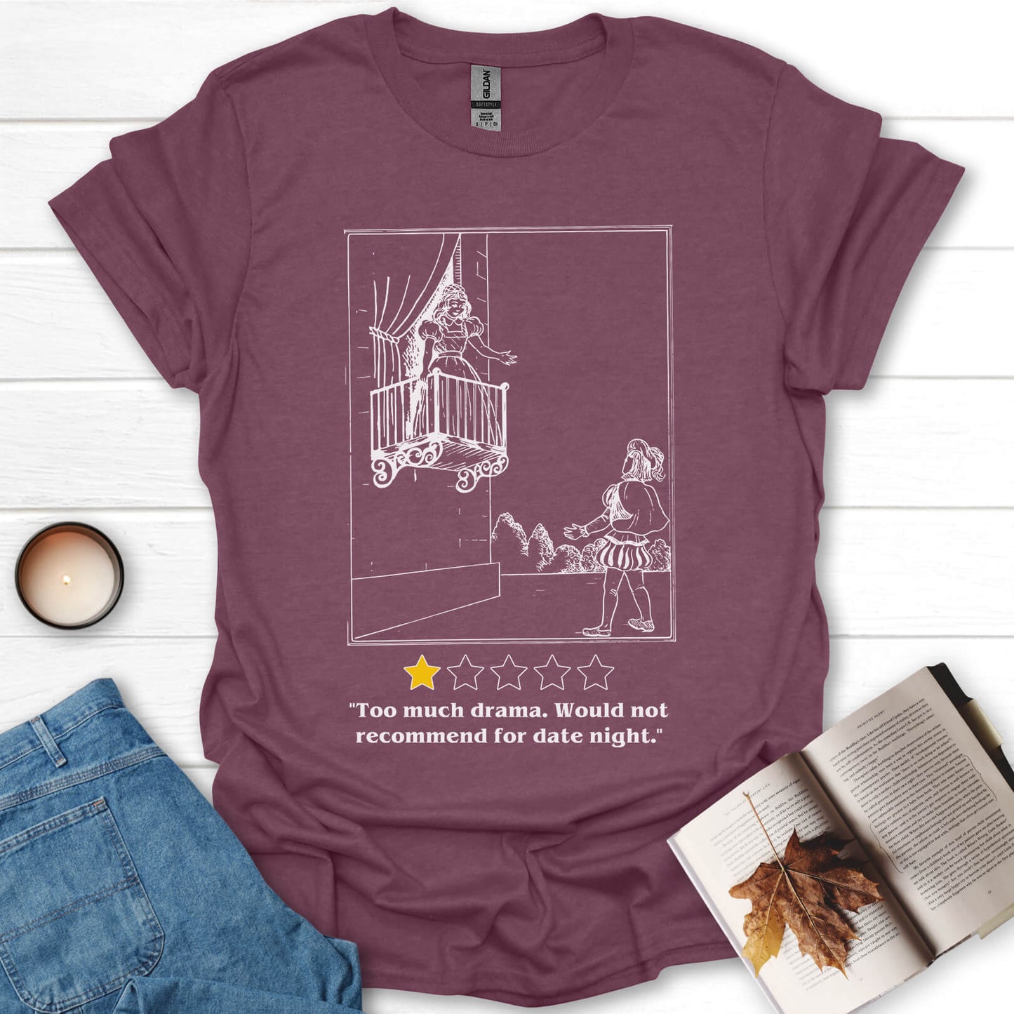 Too Much Drama Romeo and Juliet Funny Book T-Shirt