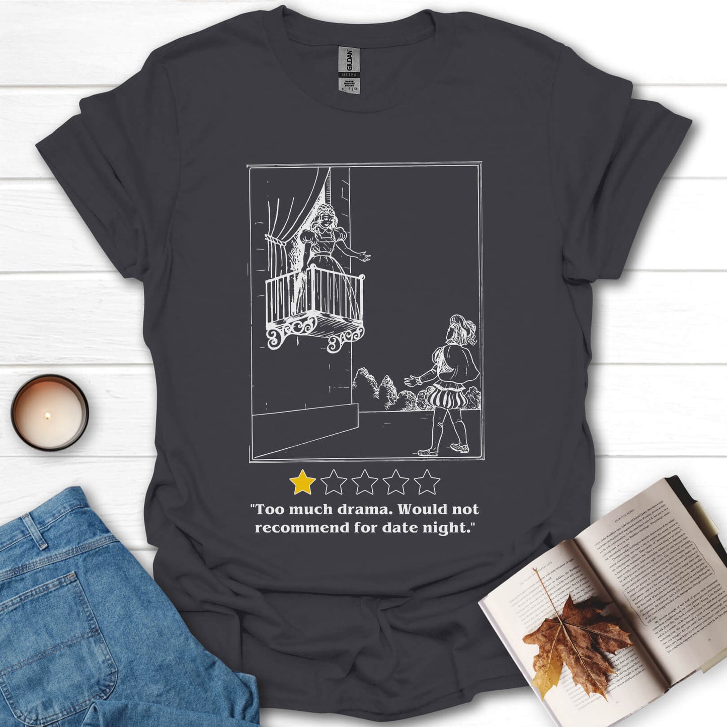 Too Much Drama Romeo and Juliet Funny Book T-Shirt